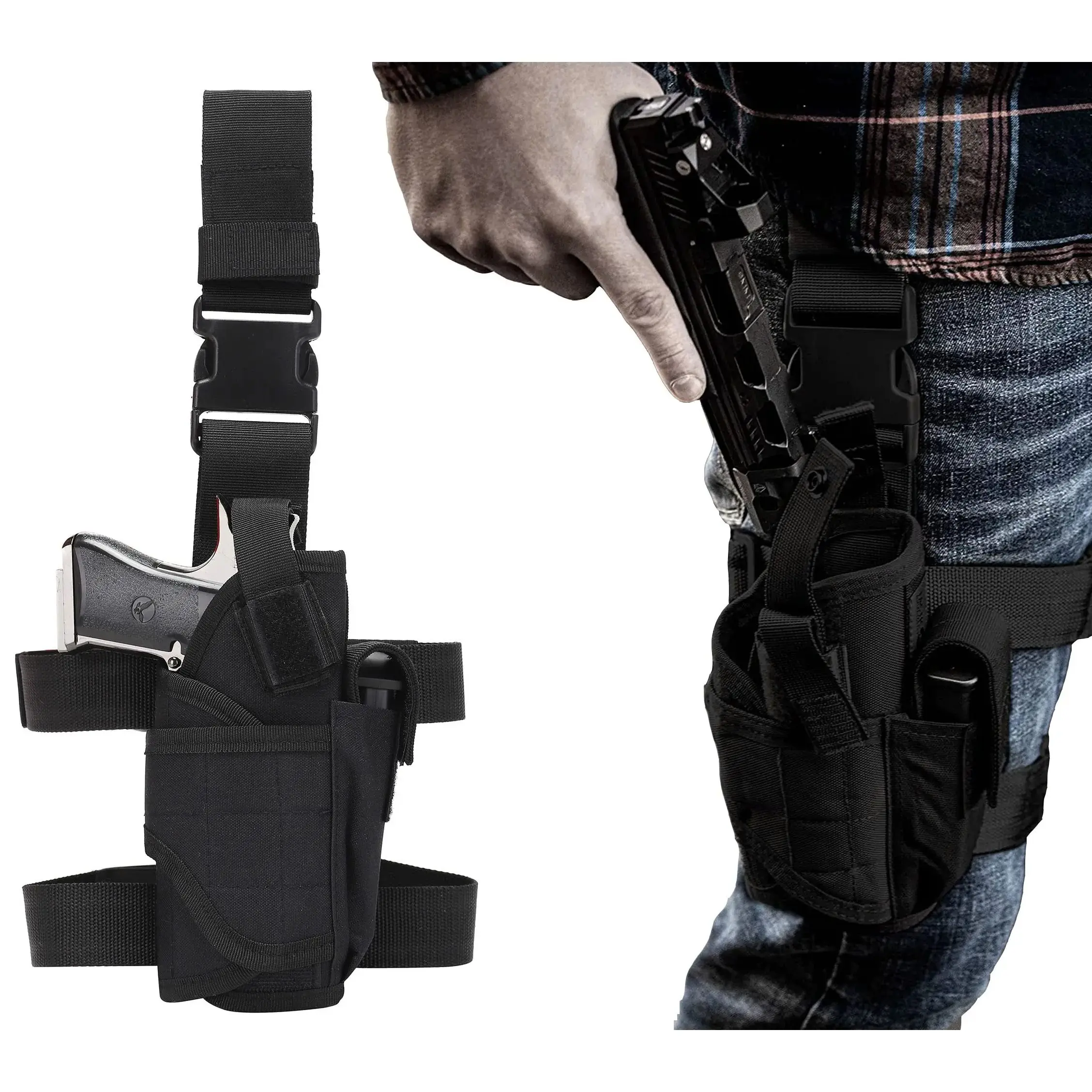 Description Picture 3 of itemDrop Leg Holster, Thigh Gun Holsters for Men Women, Airsoft Pistol Holster for Right Handed with Magazine Pouch