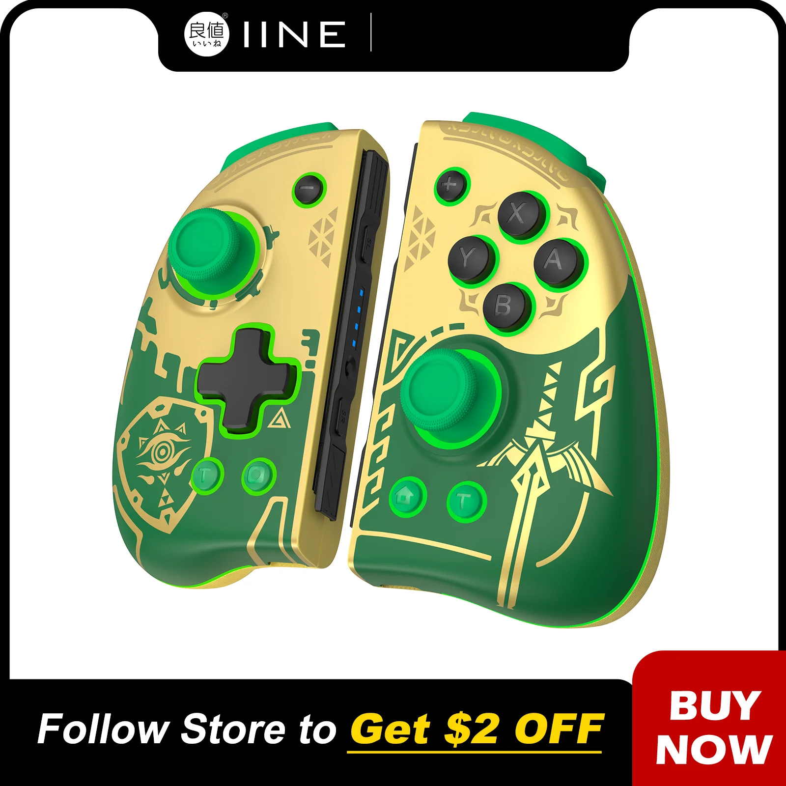 Iine Golden-Green Neptune Joypad Alps Stick Mechanical Button Compatibile Nintendo Swtich/Oled