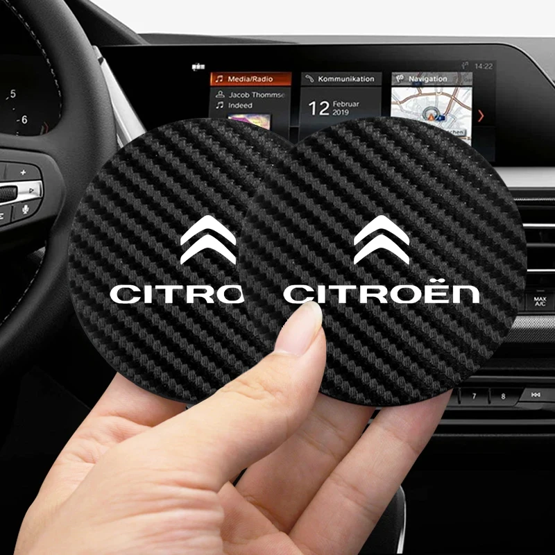 Set of 2 Carbon Fiber Car Cup Holder Coasters