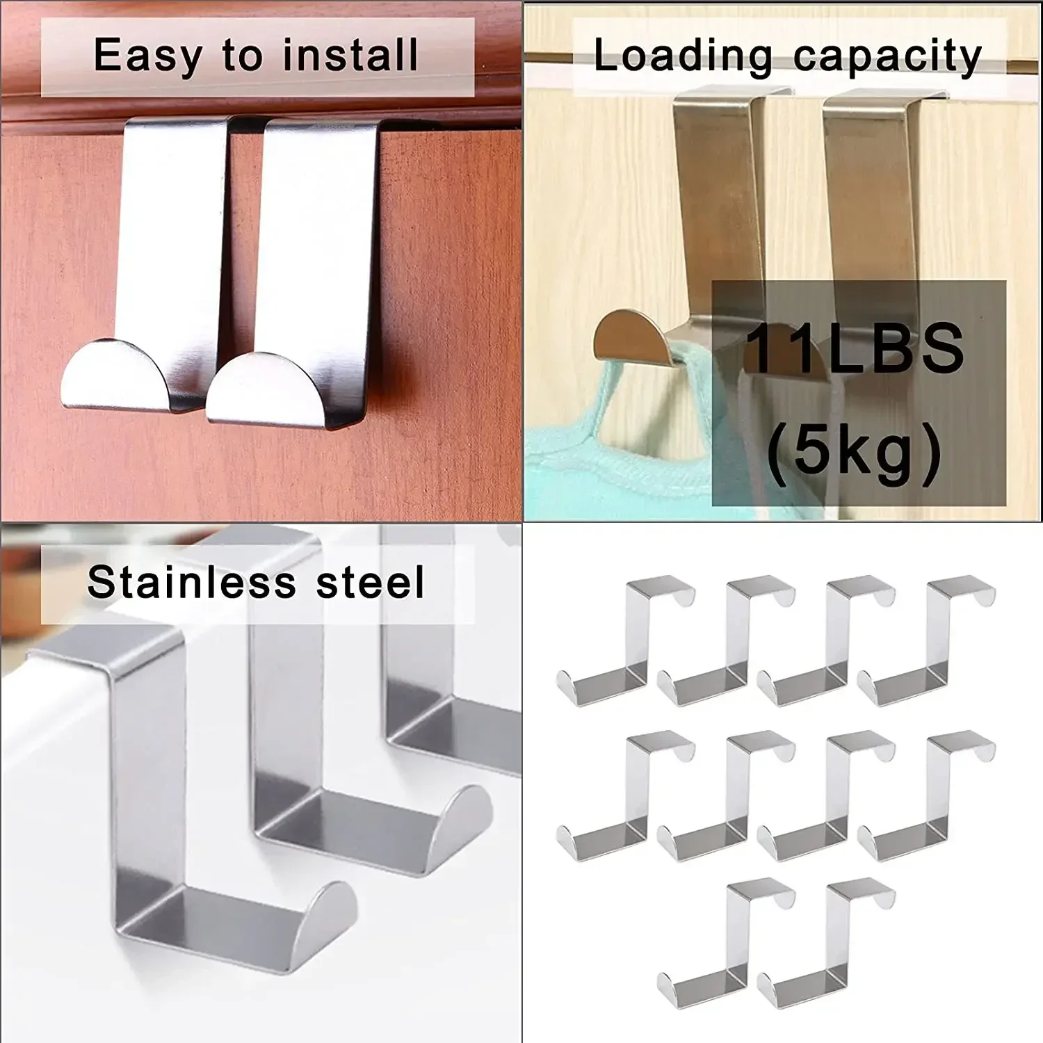Drawer Reversible Stainless Steel Hooks Cabinet Door Towel Racks Office and Kitchen Shelves storage hook door hook