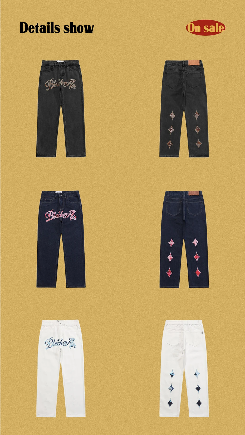 Embroidery Hip Hop Baggy Jeans 2022 Men Harajuku Streetwear Loose Blue Denim Pants Oversized Casual Straight Jeans biker jeans