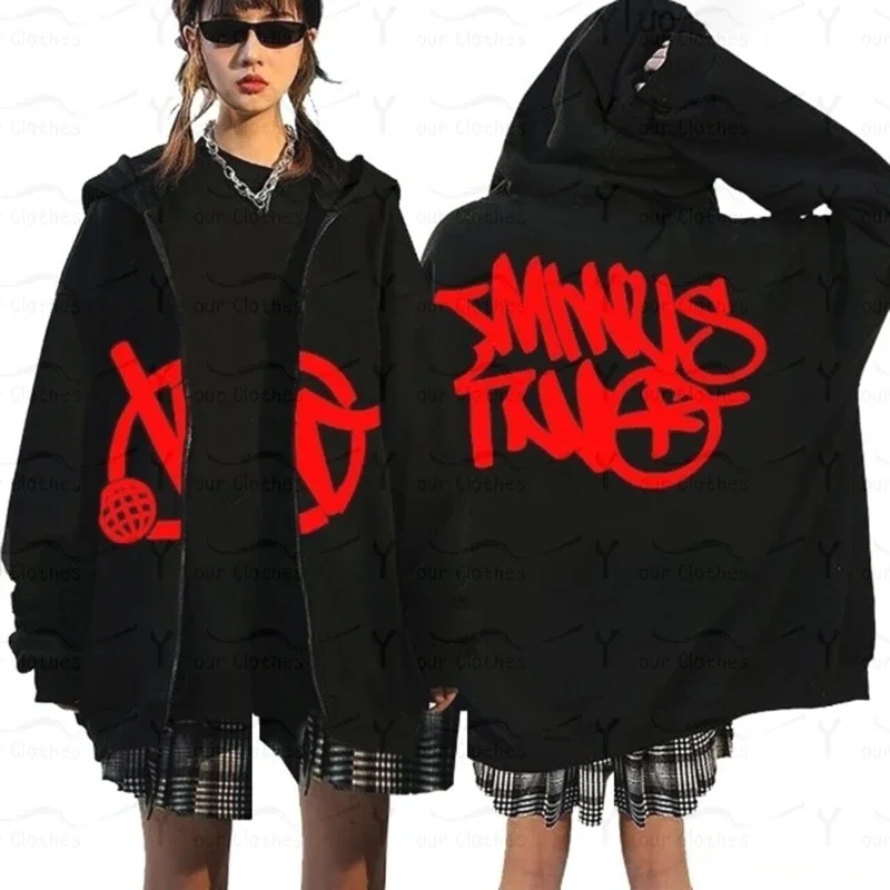 

Y2K Zip Hoodie Harajuku Clothes Women Minus Two Sweatshirt Printed Pattern Streetwear Men's and Women's Minus Two Zipper Shirts