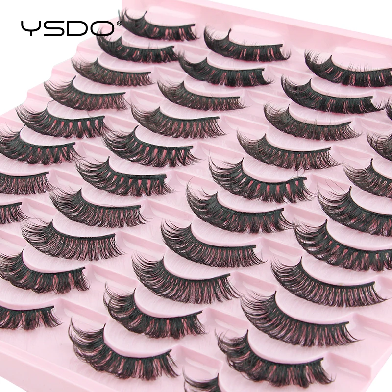 Description Picture 6 of itemHalf Eyelashes 3/20 pairs 3D Faux Mink Lashes Soft Natural Lashes Cat Eye False Eyelashes Dramatic Fluffy Lashes Makeup Tool
