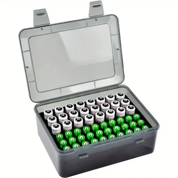 Scatola Organizzatrice per Batterie, Contiene 54 Batterie AA e AAA, Design Trasparente con Scanalatura in Schiuma per Facile Conservazione (Batterie Non Incluse)