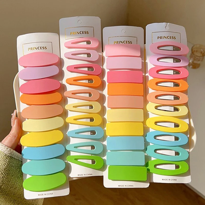 

10pcs Frosted Simplicity Hairpins for Girls Rectangle Oval Drop Square Hair Clips for Kids Snap Hair Clips Hairpins Click Clack