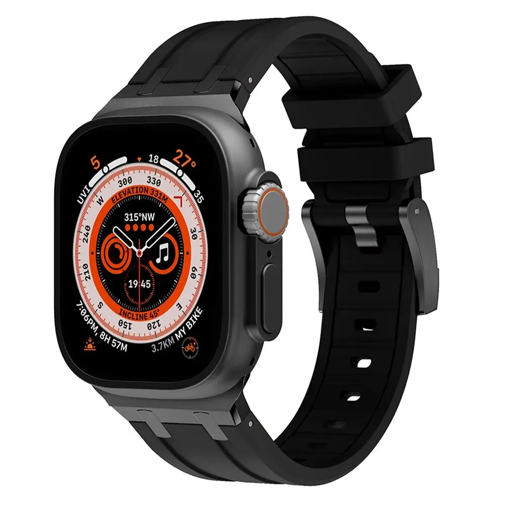 Titanium Metal Head Silicone Band with Rubber Strap