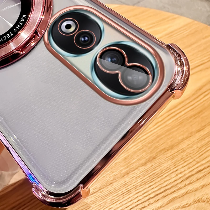 Premium Clear Shockproof Magnetic Stand Holder Case with Plating for Huawei Honor - Transparent Protection