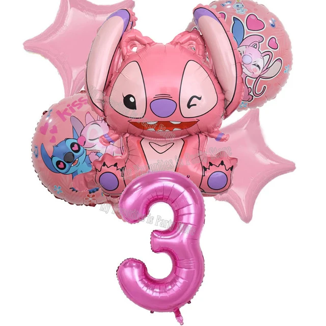 Decoración de cumpleaños de Ángel de Stitch para niña, suministros