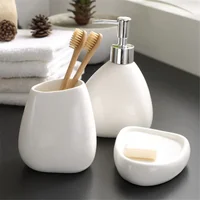 Home Washing Part Nordic Bathroom Wash Accessory White Ceramic Soap Dispenser Bottle Mouthwash Cup Soap Dish Toothbrush Cup 1
