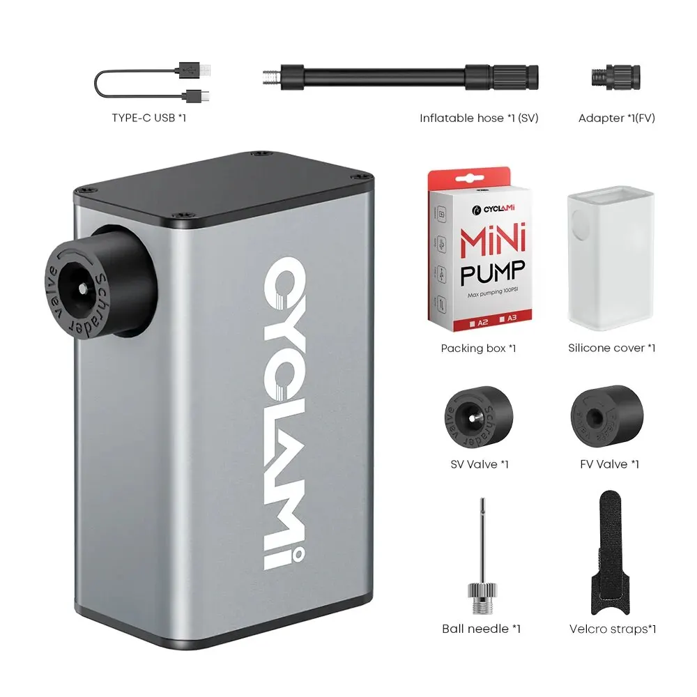 CYCLAMI A3 Mini Electric Air Pump Portable Bicycle Cordless FV AV