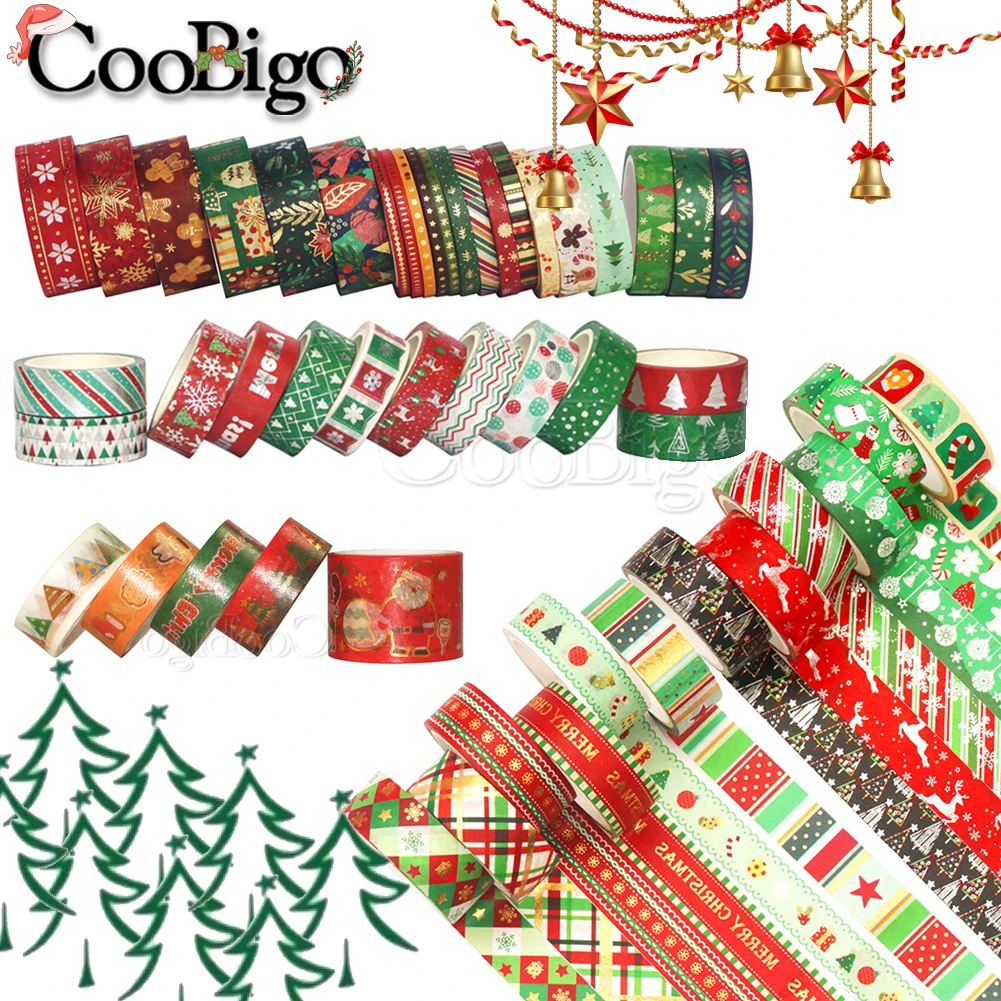 

Christmas Washi Tape Kawaii Masking Adhesive Paper Sticker Aesthetic Diary Notebook Scrapbooking Decor School Stationery Supply