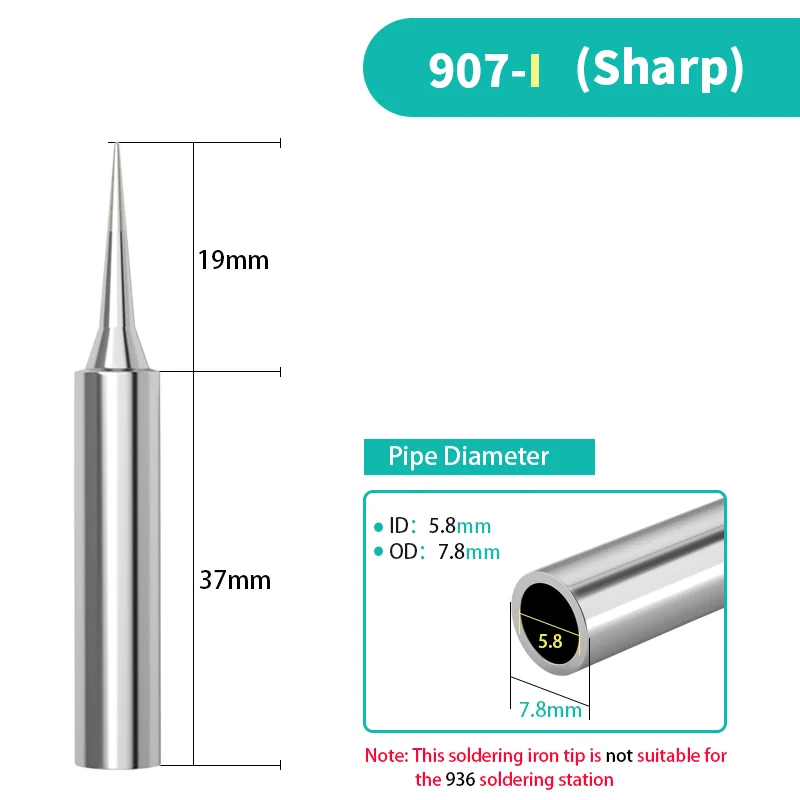 MYTO GJ Universal 907 Soldering Iron Tips 5 Mixed 907-I/K/3C/B/J 60W Constant Temperature Internal Heating Welding head soldering iron soldering iron tips