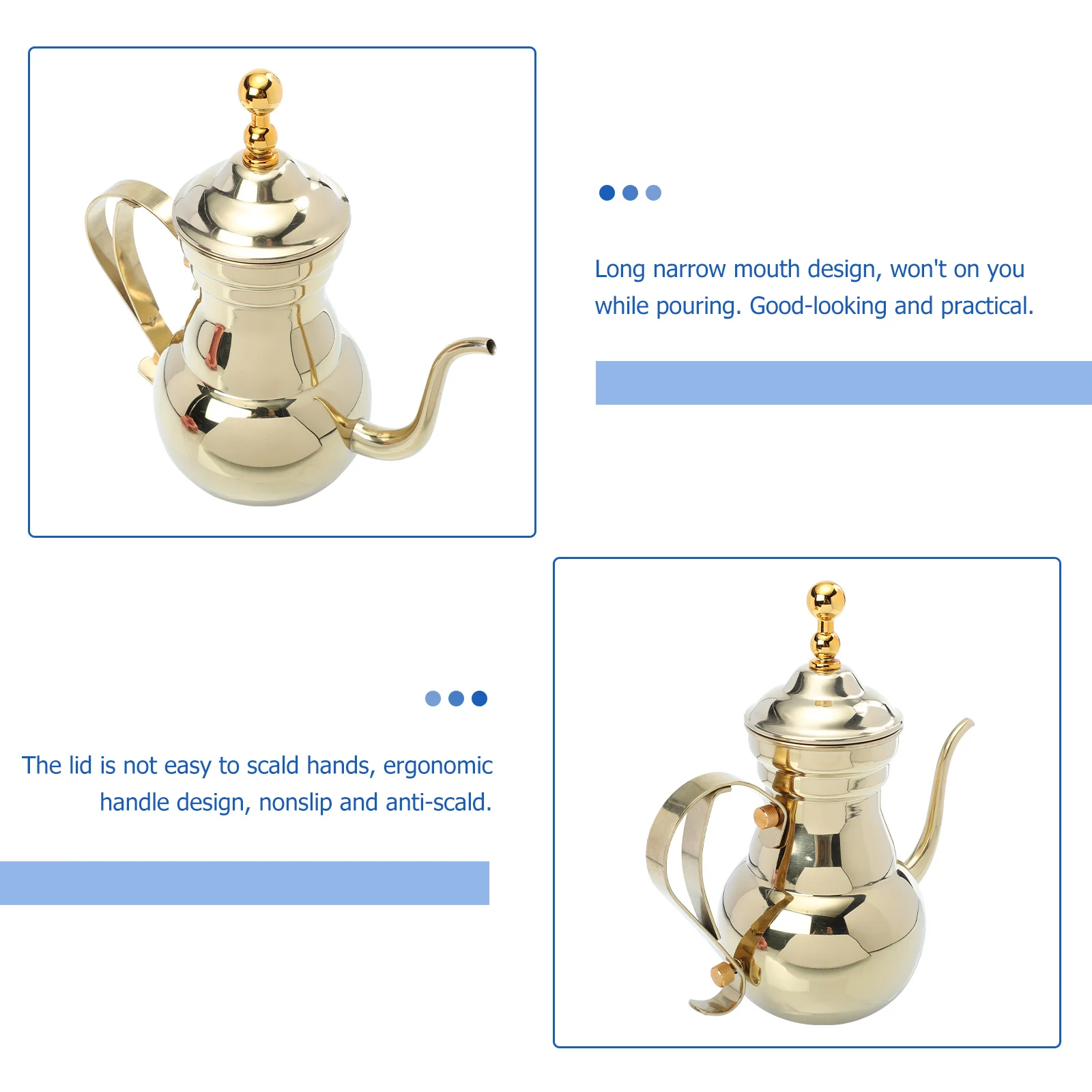 Middle East Teapot Sliver Gold Stainless Steel 6