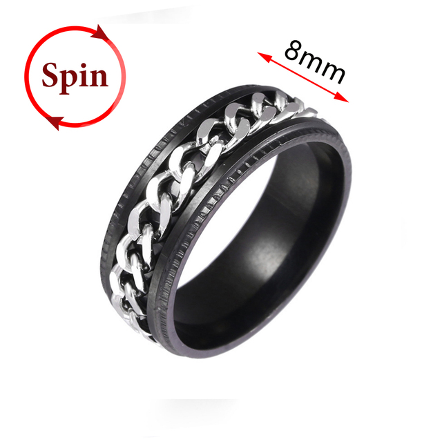 Fidget Spinner Rings For Women Men Spinning Rotating Stainless Steel Pubk Ring Anti Stress Accessories Men's Jewelry