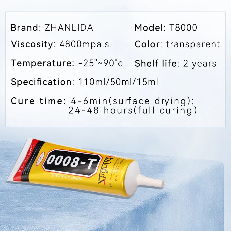 Contact Glue Zhanlida t8000 Clear Contact Glue for Phone Electronic Components Jewelry DIY Plastic Glass with Precision Applicator Tip
