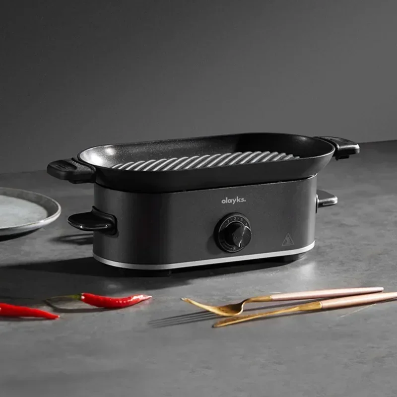 OLAYKS Electric Skillet 220V Mini Electric Frying Pan Home Low Oil Fume Barbecue Multifunctional Barbecue Pan Steak