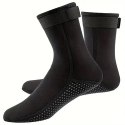 Neoprene Non - Slip Water Sports Socks - Warm Beach Boots for Snorkeling and Diving (Black)