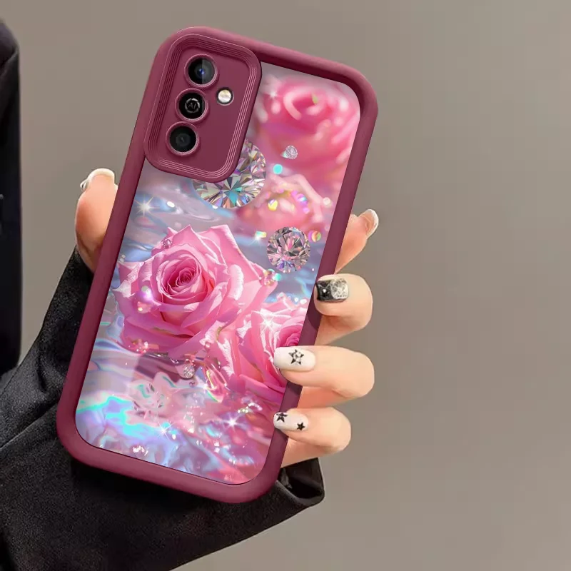 Elegant Butterfly & Pink Rose Phone Case - Luxury Romantic Floral Design, Soft Protective Cover