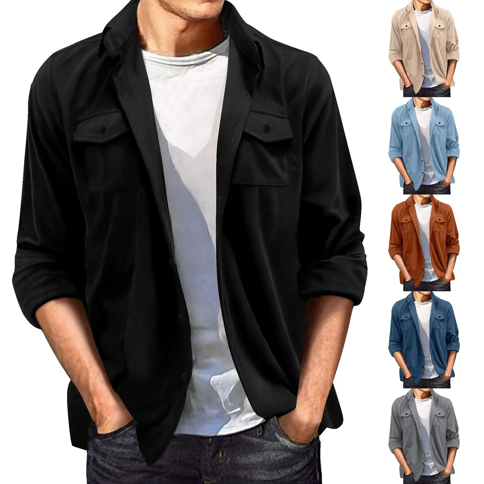 

Men's Suede Jacket Casual Loose Jacket Top Streetwear Retro American Windbreaker