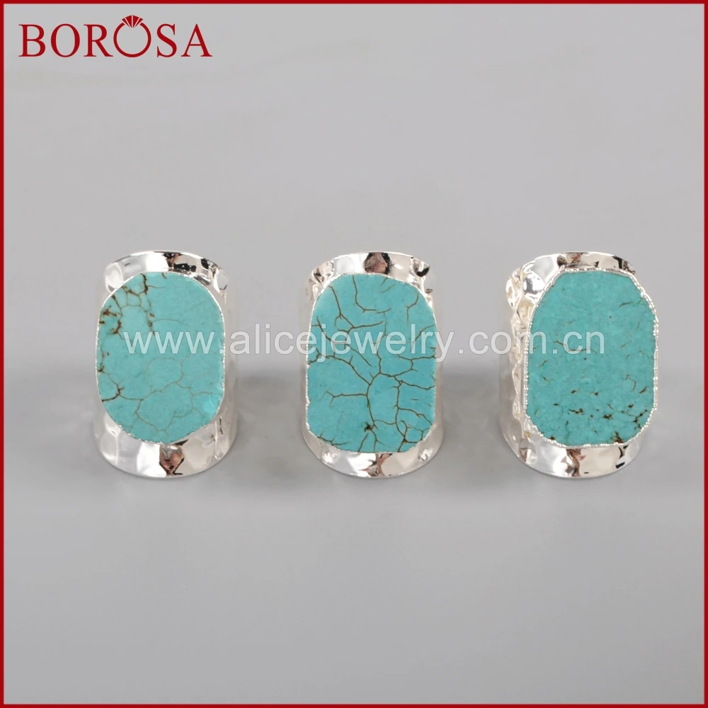 

Модное посеребренное кольцо-манжета свободной формы с бирюзой Howlite кольцо с лечебным камнем кольцо с драгоценным камнем для женщин ювелирные изделия подарок для нее