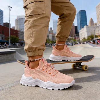 Women's Fashion Breathable Knitted Sports Shoes Spring and Autumn New Casual Lightweight Soft soled Walking Shoes 1