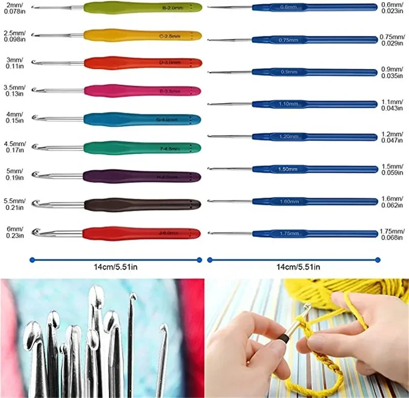 DIY Wool Crochet Hook Kit Soft Handle Knitting Craft Yarn and Sewing Accessories Tool Set Crochet Storage Bag Gift for Beginners