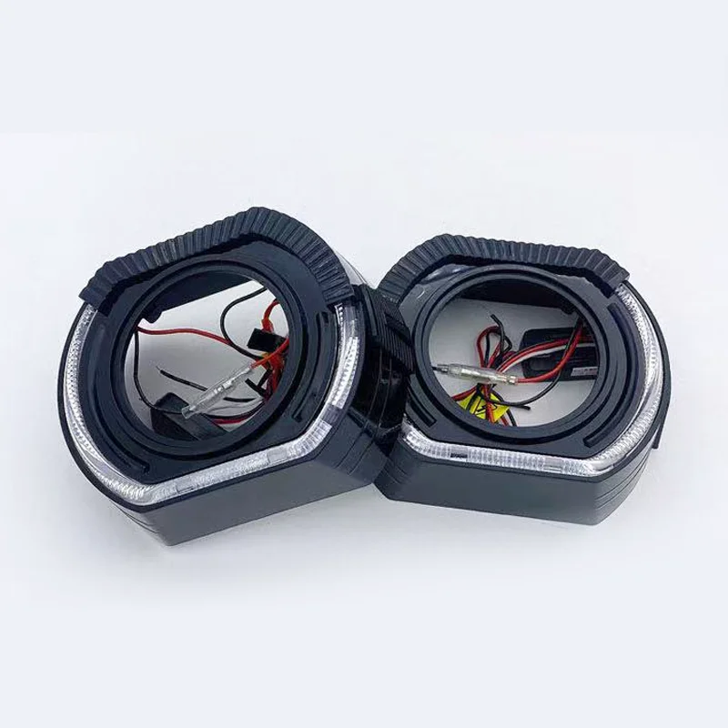 Car Headlight shrouds 2.5 Inch 3 Inch integrated Shroud Cover LED Angel Eyes for Projector Lens Headlight Decoration Accessories