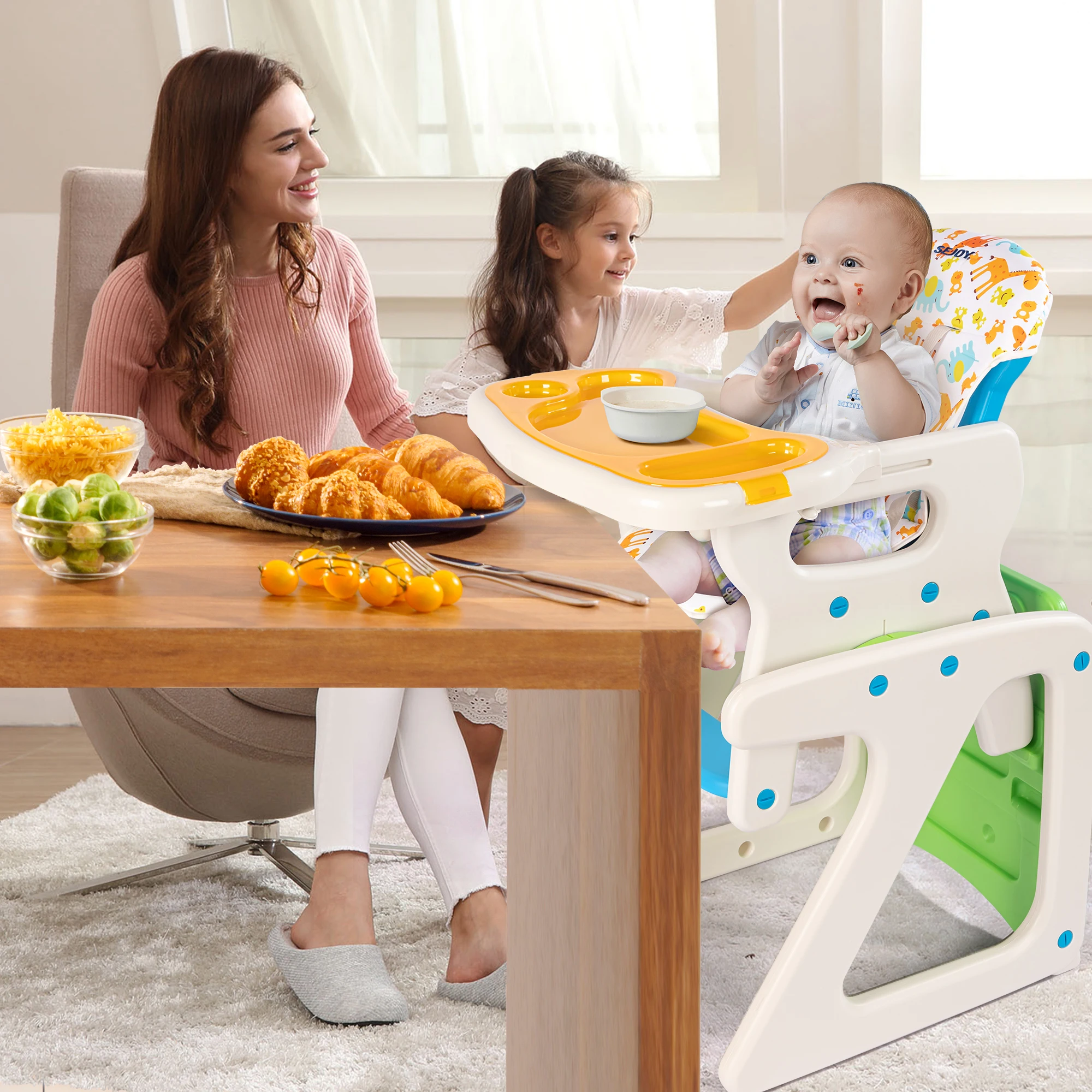 Sejoy Baby High Chair, Toddler Chair Highchairs with Adjustable Seat Back Detachable Seat Cushion for Baby Infants Toddlers