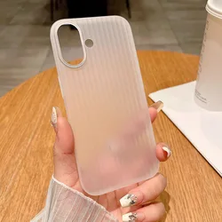 Ultra Thin Translucent Matte Ribbed Corrugated Texture Soft Phone Case - iPhone 15 Plus (WHITE)
