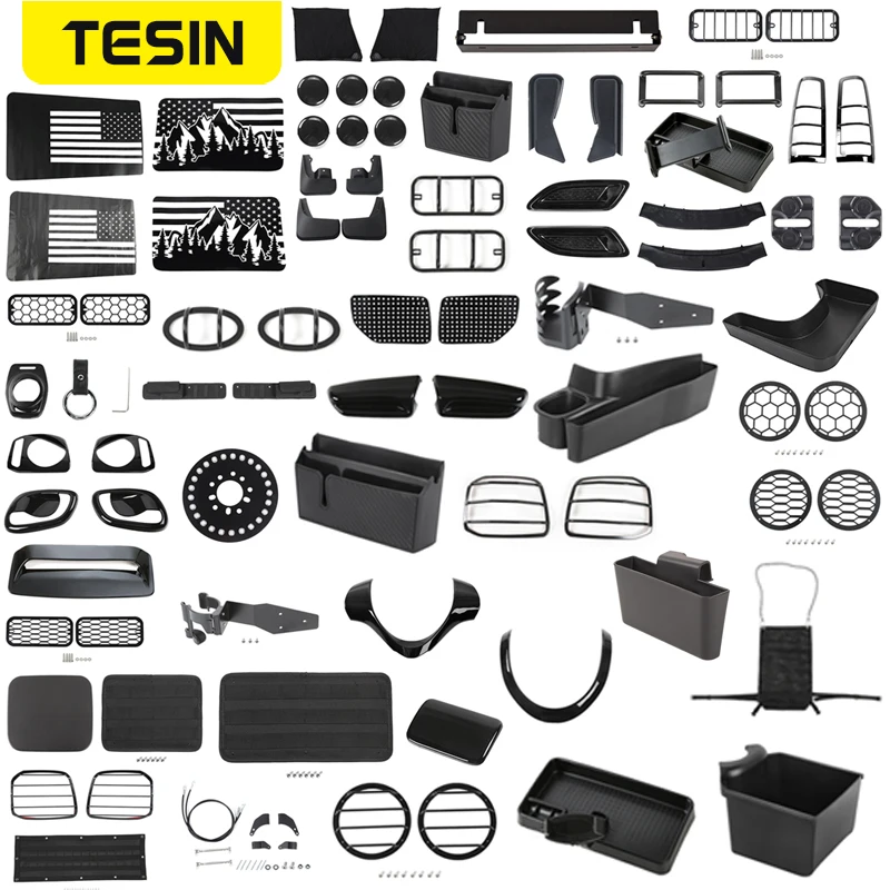 Car Interior Exterior Accessories TESIN Black Suzuki Jimny 2007-2017 Headlight Front Rear Fog Light Decoration Cover Sticker