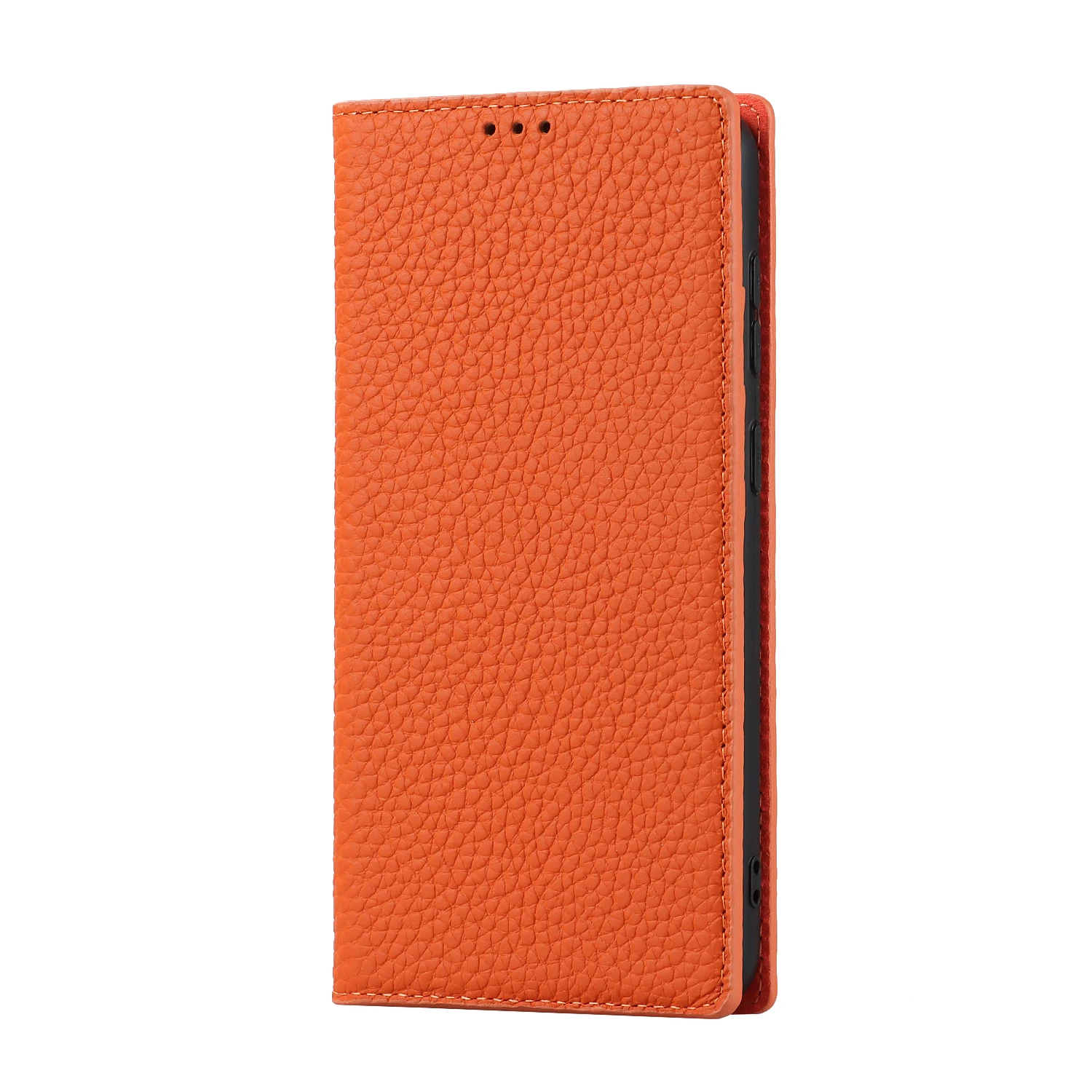 Luxury Cowhide Genuine Leather Flip Case with Lanyard