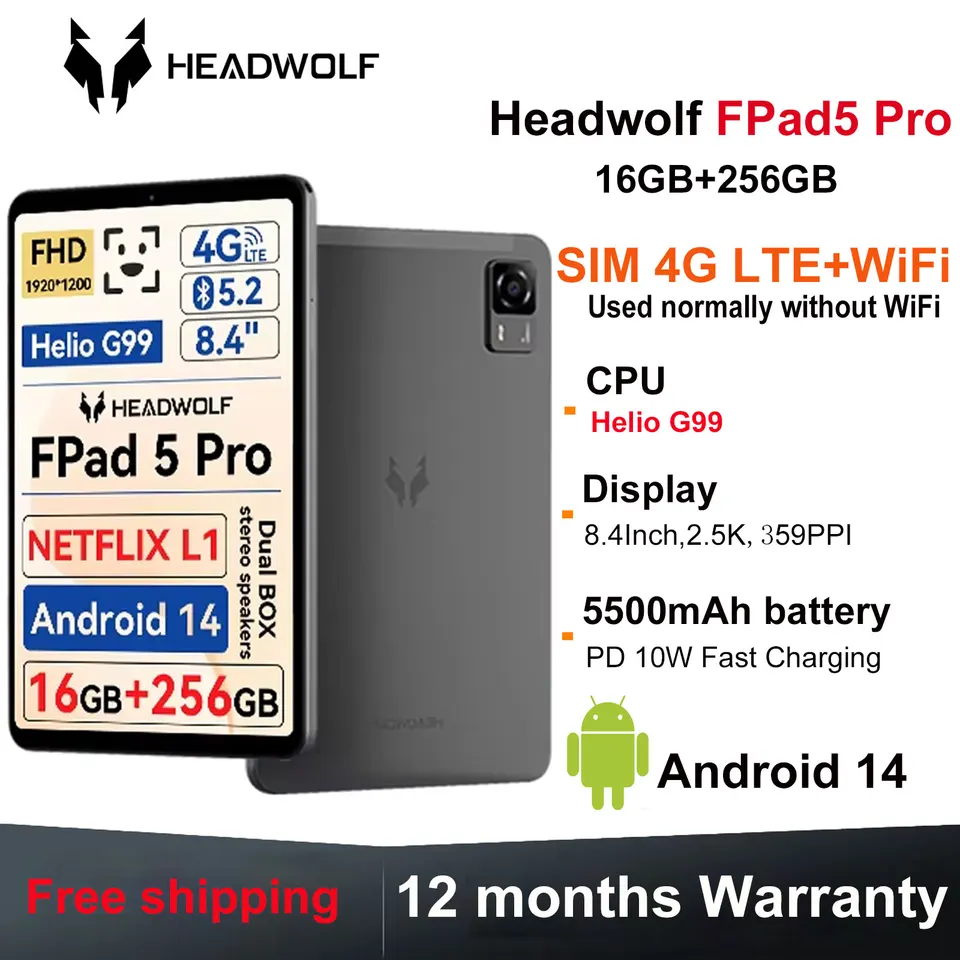 Androidタブレット本体 HEADWOLF FPad 5 Pro HEADWOLF FPad5 Pro Android 14 tablet 8.4 inch Max 16 Ram 256GB ROM