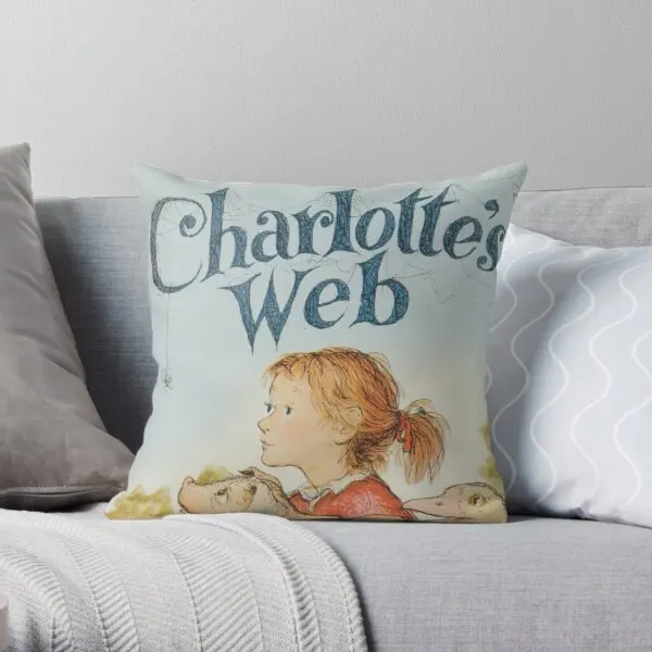 

Charlottes Web Printing Throw Pillow Cover Cushion Soft Anime Case Decorative Sofa Hotel Office Pillows not include One Side