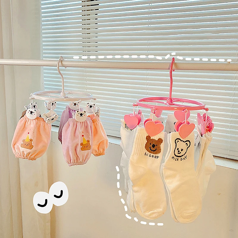 Cute Pink Student Dormitory With Strawberry, Heart-shaped Mini Plastic Clothes Hanger, Sock Clip And Underwear Clip 2