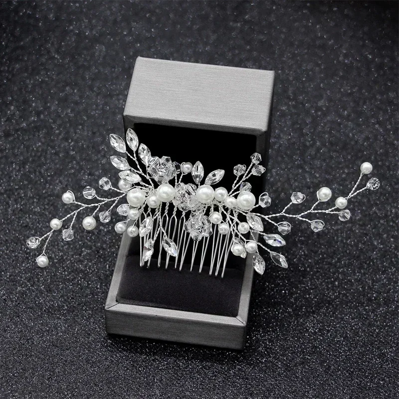 Crystal Pearl Hairpins Hair Vine Tiaras Head Piece Hair Comb Headband Hairbands Wedding Bridal Jewelry Accessories