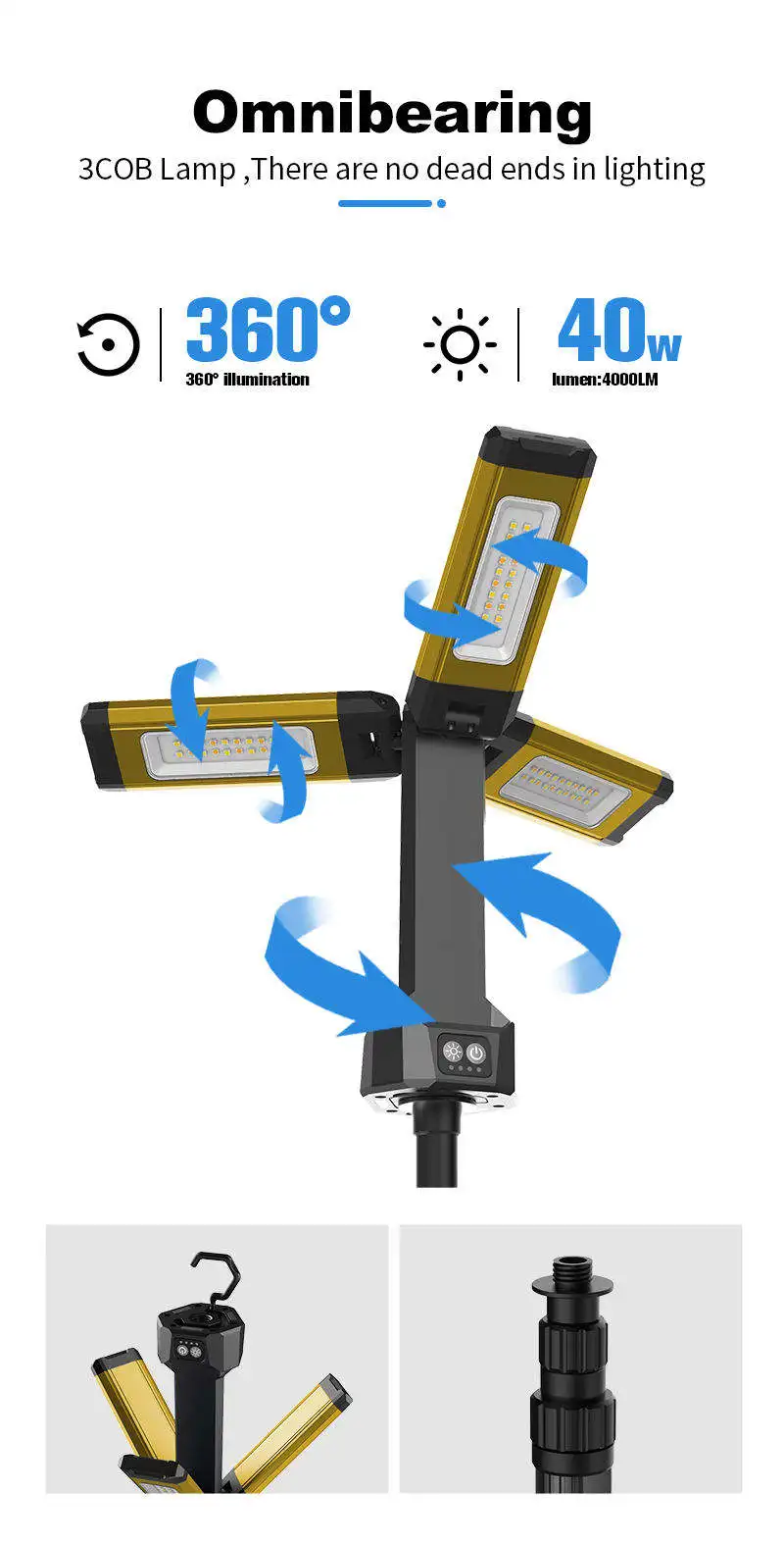 2024 NEW BRAND TOBY'S hot sell 100W led camping lamp vip 12 max Factory 12V/220V COB outdoor travel work camping light case 3
