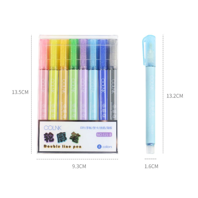 

Маркеры двусторонние для каллиграфии, 8 цветов