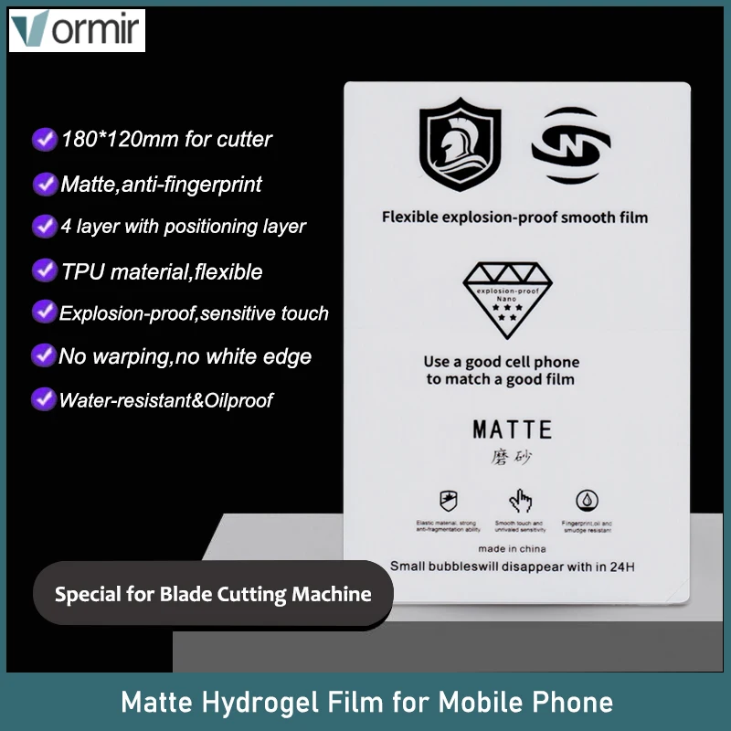 Vormir 20pcs Privacy Hydrogel Sheets for All Mobile Phone Screen Protector HD Green TPU Film for iPhone Skin Cutting Machine