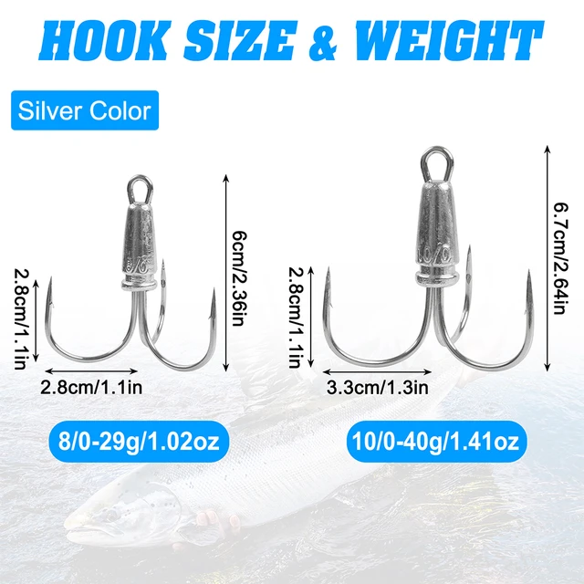 1Pcs Snagging Hook Snagging Weighted Treble Hooks High Carbon Steel Barbed  Sharp Saltwater Large Fishing Hook for Bass Salmon - AliExpress