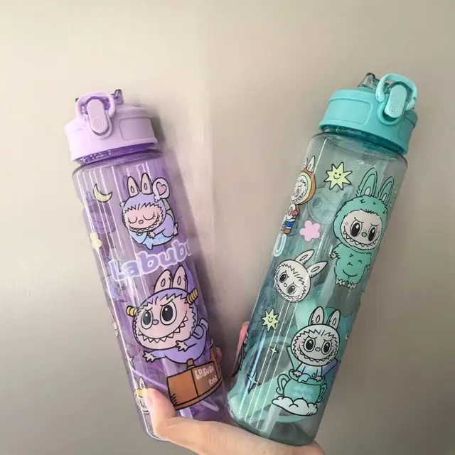 Labubu Large-Capacity Anime Kids Water Bottle – Cute, Durable & Portable Straw Cup for Outdoor Sports 1