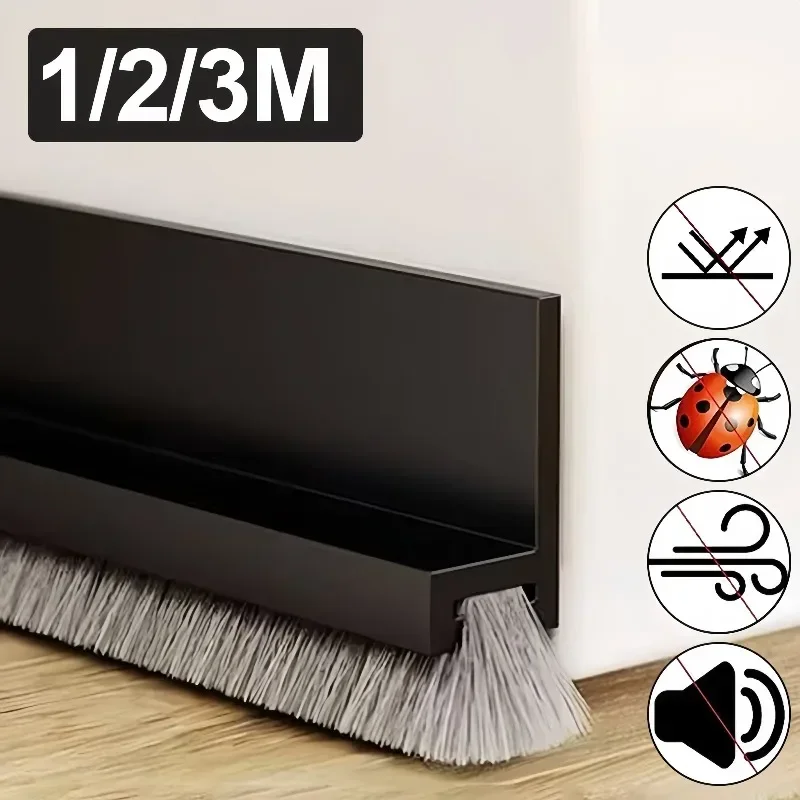 3/2/1M Door Bottom Brush Seal Strip Brush Dust Prevent Rubber Blocker Insect Proof Household Self Adhesive Seal Strips door seal strip