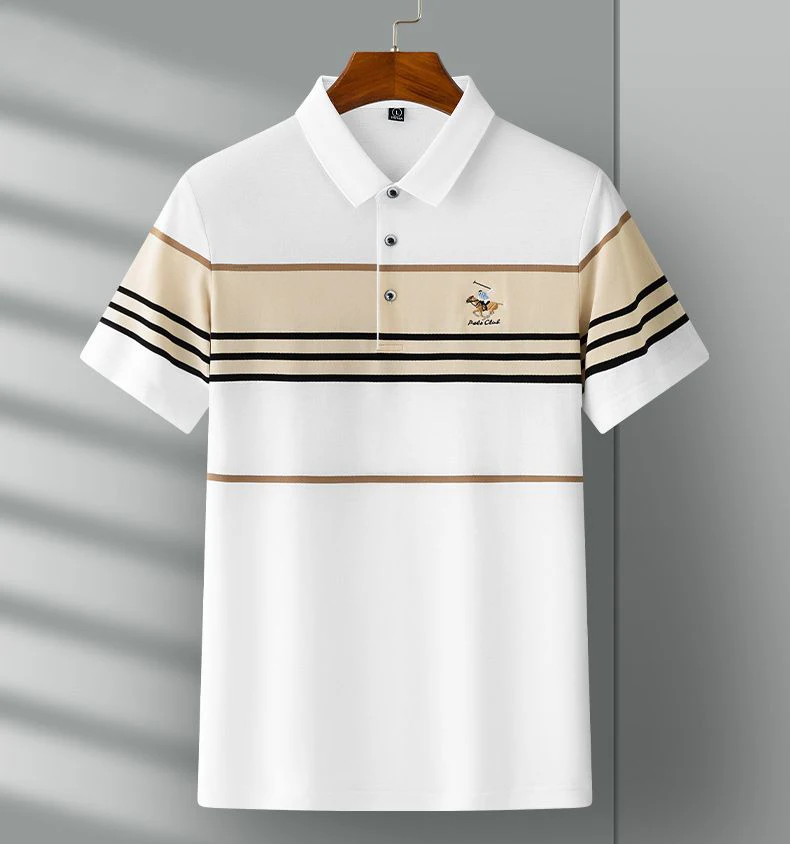 Luxury Embroidery Men's Polo Shirt Summer Thin Breathable 95%Cotton Hip-Hop Harajuku Black Lapel Short-Sleeved Tops Male M-4XL 15 S13bf27e4fe1d46d7ba55fdcd6a2d986cn