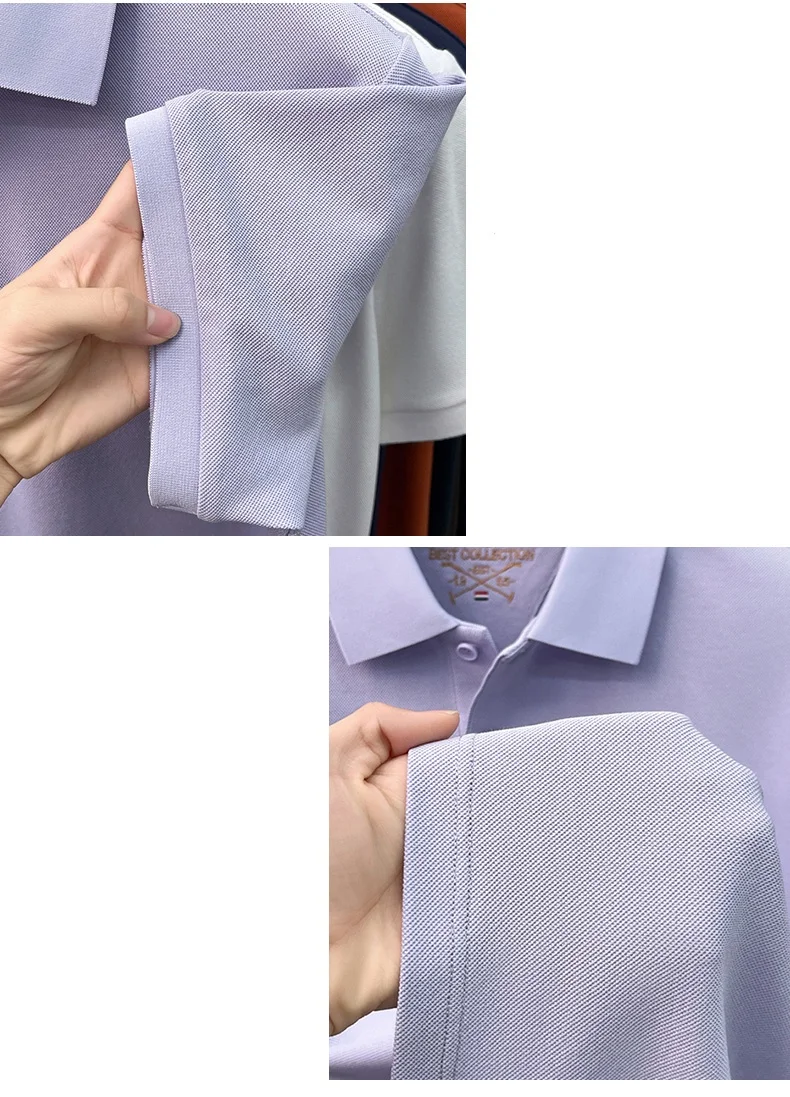 Designer-Marken-Poloshirt aus Seide und Baumwolle mit kurzen Ärmeln Sommer-Neuheit Business-Casual Paul Pony-Stickerei modisches Golf-T-Shirt für Herren – Detail 18
