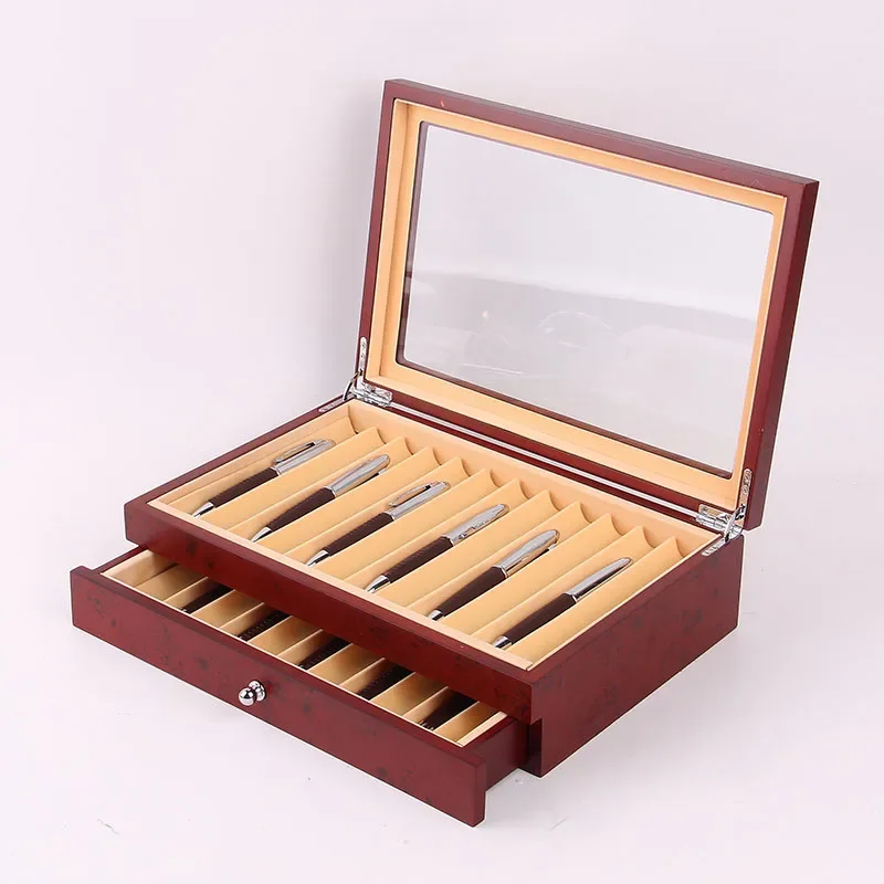 12/23/34/78 Pens Slot Fountain Wooden Pen Display Storage Case Pen Collector Organizer Box Stationery School Office Supples