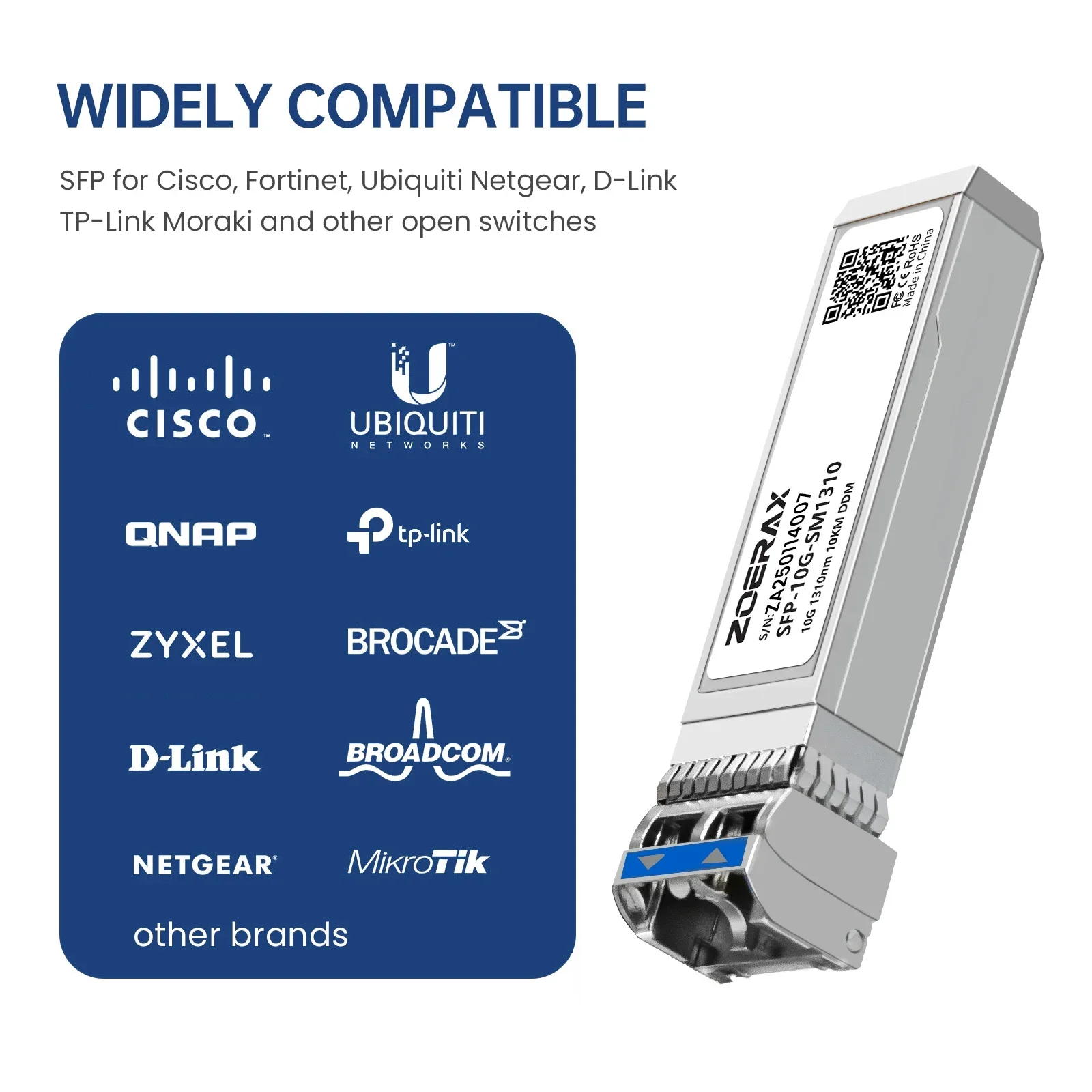 10G SFP+ Single-Mode LC Duplex Transceiver Module 1310nm 10km DDM Fiber Optic Module Cisco TP-Link Ubiquit and Othe