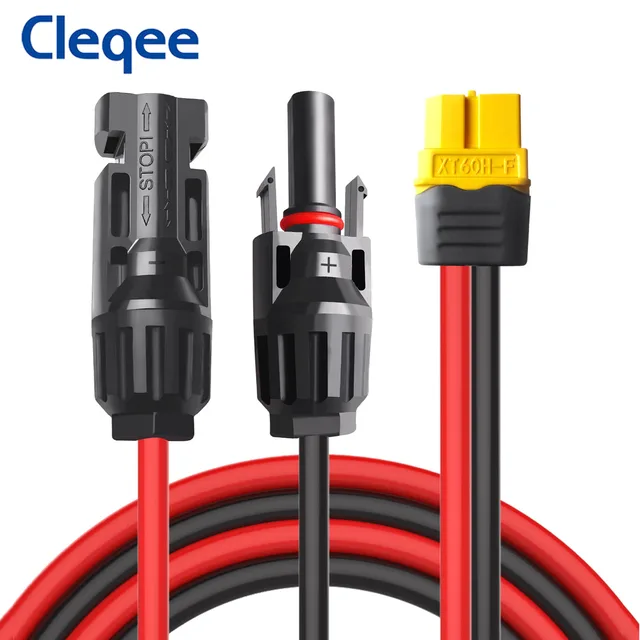 Cleqee T10075 XT60 Adapter to Solar Male Female Connector Extension Charge Cable