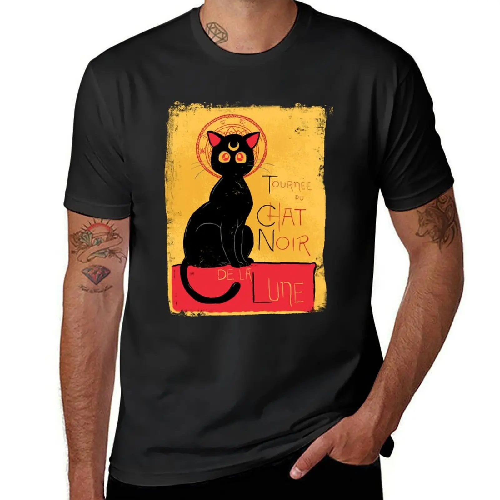 

Chat Noir de la Lune - v.2.0 T-Shirt korean fashion hippie clothes for a boy oversizeds Men's t shirts