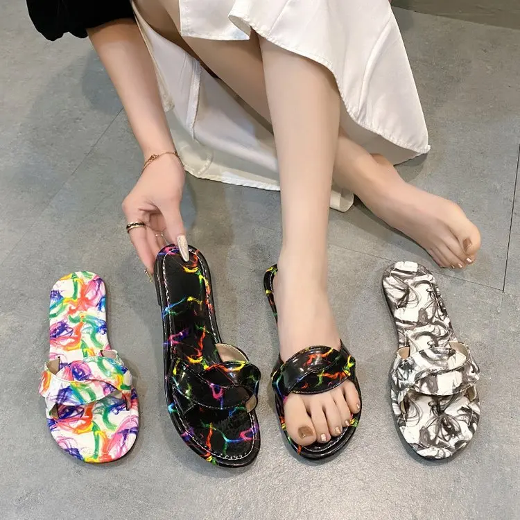 

Шлепанцы женские ярких цветов, Повседневная пляжная обувь, слайдеры, низкие Роскошные мягкие, на плоской подошве, римские, с цветочным принтом, для отдыха, большие размеры, Sabot 2024