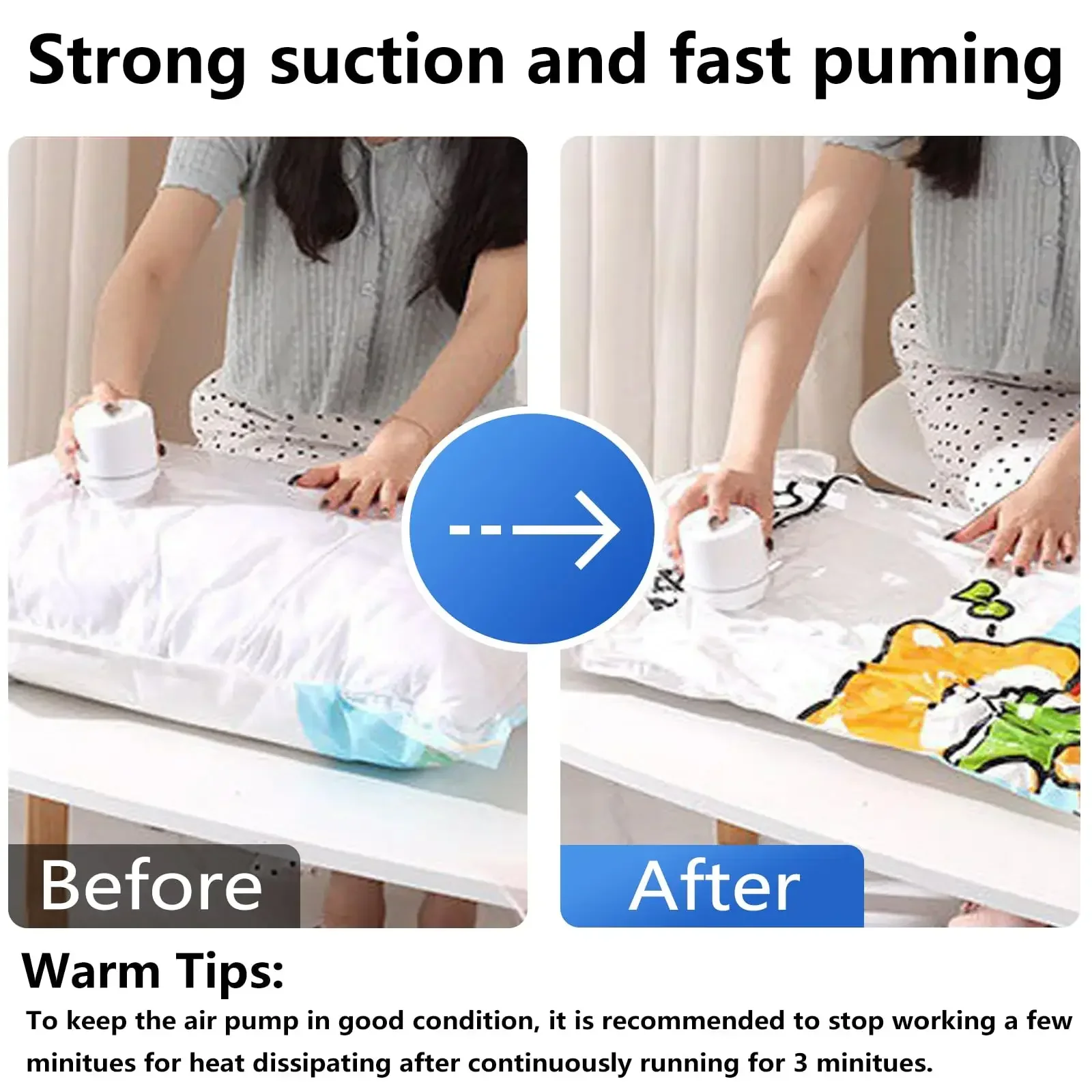 Compact Electric Air Pump for Compression Storage and Travel