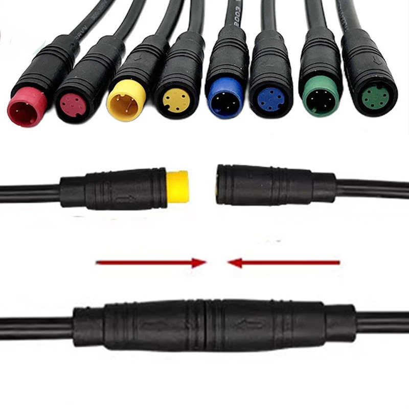 1 Stück 1m Langes 6/8mm Kreisförmiges Verbindungskabel Signalsensor-Kabel für E-Bike E-Scooter Wasserdichtes Verlängerungskabel 2 3 4 5 6 Pin M6/M8